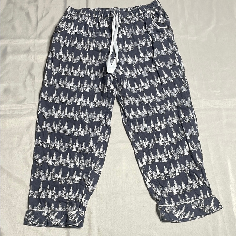 Convington Pajama Pants Gray and White Tree Print